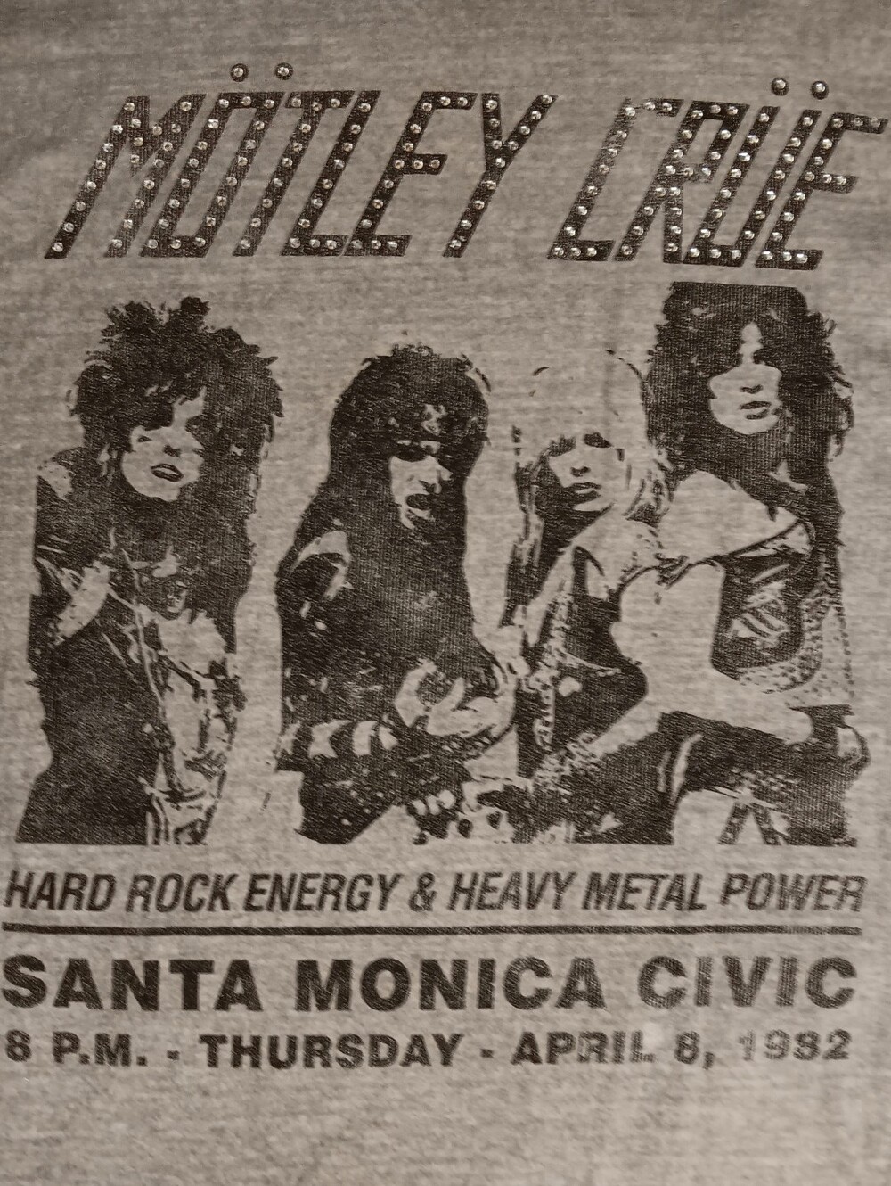 Motley Crue Concert Poster 1982 t-shirt KISS Ratt iron maiden ozzy heavy metal